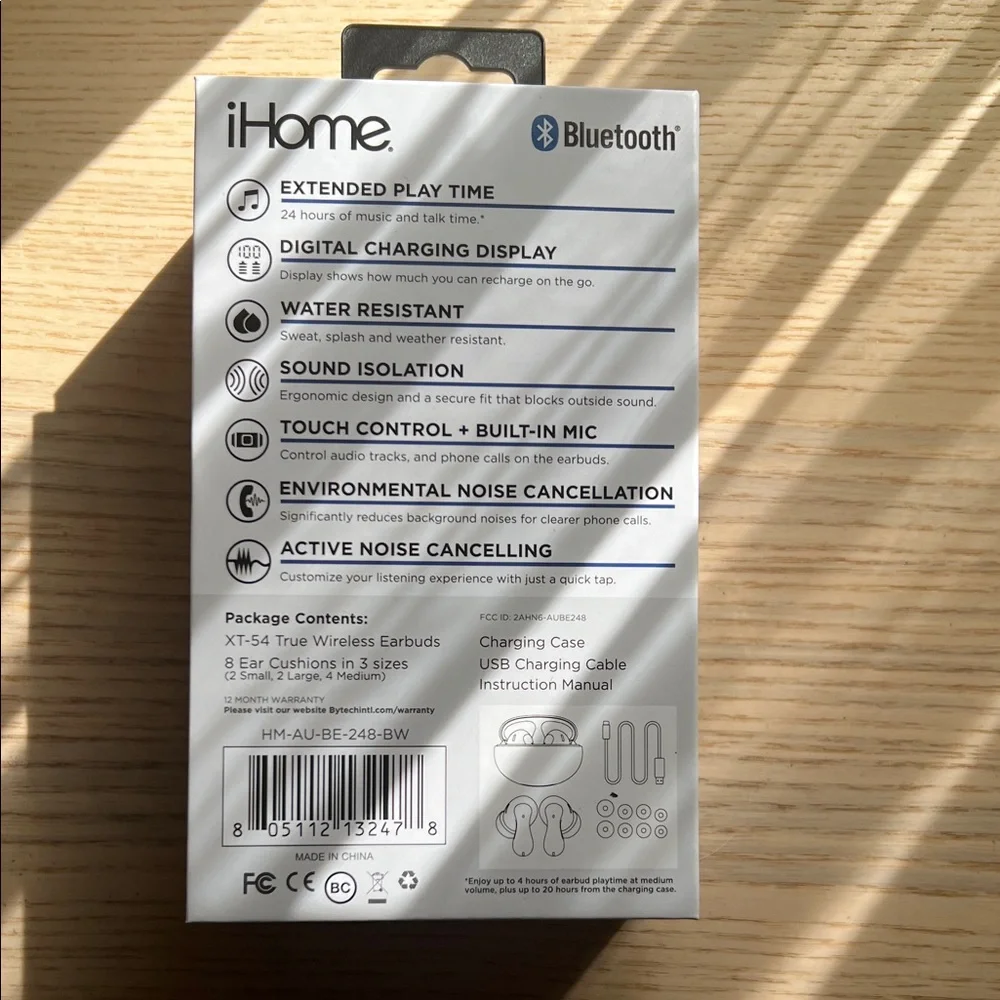 iHome XT-54 Black Wireless Earbuds with ANC
